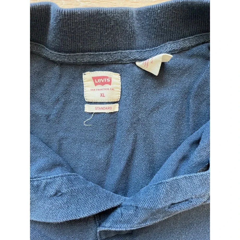Levi's Polo Shirt Mens XL Navy Blue Pique Knit Standard Fit Short Sleeve Golf
